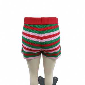 Shorts en tricot vintage chic pour femmes, décontractés, taille haute élastique avec cordon de serrage - Product Image 5