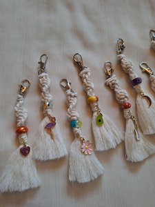 Stylish Macrame Key Chain Handmade Boho Style Decorative <b>Keyring</b> for Bags Purse Car Hanging Gift Accessory Home Decor Item - Product Image 5