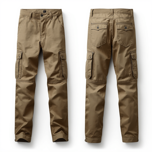 Men Premium <b>Waterproof</b> Solid Long Straight Fit Cotton Cargo <b>Trousers</b> with Zipper Closure Casual Pants - Product Image 2