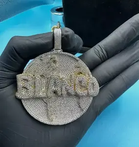 CONCEPTION - Colgante de Plata de Ley 925 con Corte Redondo de Moissanita Real, Personalizado, Chapado en Oro de 14K, para Mujer - Product Image 2