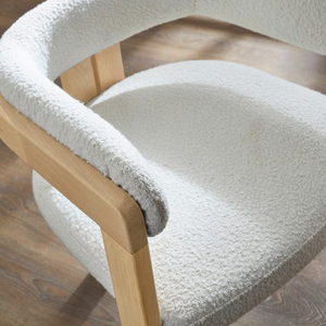 Fauteuil minimaliste en bois de frêne avec dossier incurvé et tissu texturé - Product Image 5