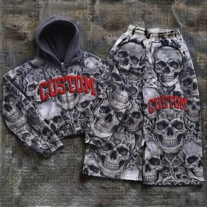 Sweat-shirt à capuche personnalisé avec imprimé crâne, poche zippée, unisexe, style punk, respirant, en tissu French Terry, séchage rapide, vêtement d'hiver - Product Image 6