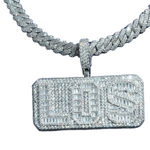 Lujo VVS Mossanite diamante colgante Iced Out Hiphop joyería letra inicial 925 Plata Hiphop personalizado Moissanite colgante para hombres - Product Image 1