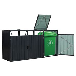 Caseta Metálica para Basureros de Exterior, Acero Galvanizado Inoxidable, Almacenamiento para Jardín, para 3 Contenedores de Basura, Resistente a la Intemperie y Duradera - Product Image 5