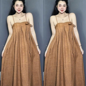 Vestido Largo Elegante para Mujer, Sólido, Económico, Estilo Simple y Natural, Combinación Perfecta de Elegancia y Comodidad, Casual y Formal, para Diversas Eventos, Maxi - Product Image 5