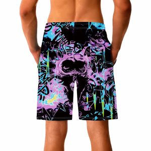 Shorts de bain pour homme entièrement imprimés par sublimation, séchage rapide, taille à cordon de serrage, style décontracté avec poches, longueur courte - Product Image 2