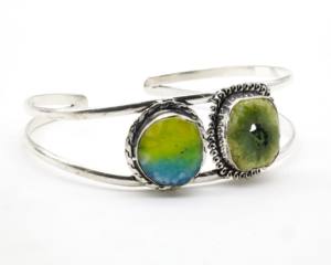Mix Gemstone German <b>Silver</b> <b>Cuff</b> <b>Bracelet</b> Handmade Adjustable Boho Ethnic Statement Jewelry for Women - Product Image 2