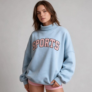 Sudaderas de Mujer Personalizadas de Alta Calidad, Estilo Casual Otoñal, con Letras Bordadas, Cuello Alto Simulado, de Felpa Suave de Algodón - Product Image 6
