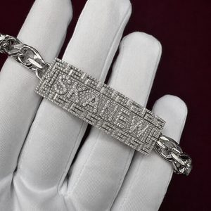 Bracelet personnalisé en argent sterling 925 avec gravure de nom, cadeau de bijoux pour femmes et hommes, fait main, nouveau diamant - Product Image 3