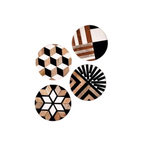 Handmade Round Resin And Wood Coasters Set Of 4 Geometric Patterned Drink Mats For Coffee Table Eco-Friendly <b>Tabletop</b> Decoration - Product Image 1