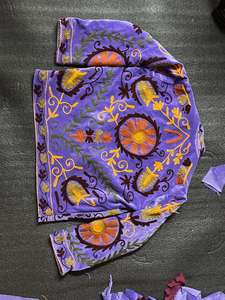 Veste en velours de couleur violette, veste Suzani réversible, veste en velours faite à la main avec broderie cœur et croix, manteau d'hiver bohème Love - Product Image 5