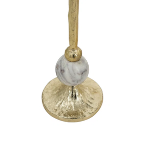3-Piece Metal Taper Candle Holder Set Gold Slender Candlestick with <b>White</b> Marble Ball Base Modern Staggered Dinner <b>Table</b> Center - Product Image 2