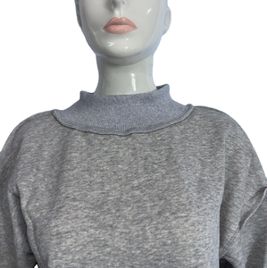 Women Mock Neck Sweatshirts Custom Logo Park Front Embroidery Applique 100% Cotton Fleece French Terry Women mockneck sweat - Product Image 6