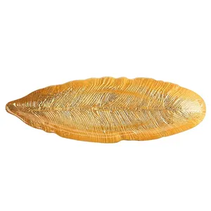 Plateau de petit-déjeuner de luxe fait main pour les chambres d'hôtel, les resorts, les villas et les services d'hôtellerie haut de gamme, décoratif en forme de feuille plaqué or - Product Image 4