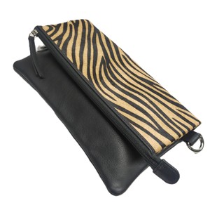 Bolso de Hombro Cruzado de Piel Genuina con Pelo de Tigre para Mujer, Estilo Bohemio, Cartera de Mano, Bandolera, Bolsa para Móvil con Cadena - Product Image 1