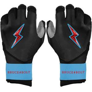 Guantes de Bateo Bruce Bolt Negros y Azules con Logotipo de Rayo Rojo, Acolchados, Unisex, para Adultos, Guantes de Entrenamiento - Product Image 1