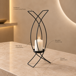 Portavelas Escultural con Diseño Artístico de Aro Abierto, Marco Metálico Estable, Centro de Mesa Moderno, Detalles Elegantes |   Decorativo - Product Image 4