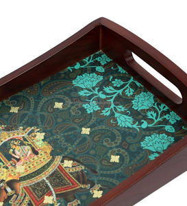Increíble diseño de madera colorido impreso bandeja de servicio de alta calidad y diseño único uso para restaurante de la India por FWE - Product Image 2