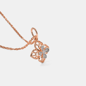 Collar con Colgante de Diamante Cultivado en Laboratorio, Cuatro Pétalos Florales, Oro Rosa - Product Image 5