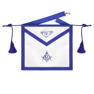 Delantal Masónico de la Logia Azul Master Mason - Borlas Azules y Cinturón, Delantal Masónico de la Logia Azul hecho a mano con tela de primera calidad - Product Image 1