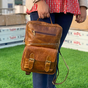 New Arrival Real Handmade Full Grain Crunch Leather Travel <b>Backpacks</b> Personalized Unisex Rustic Brown Vintage <b>Laptop</b> <b>Backpacks</b> - Product Image 4
