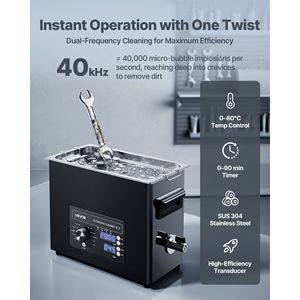 Pulitore a Ultrasuoni Professionale 6L con Controllo a Manopola, Cestello in Acciaio Inossidabile, Macchina per Pulizia Domestica - Product Image 2