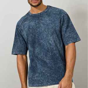 Camiseta de moda con estampado Tie Dye y teñido por inmersión, en blanco, con lavado ácido vintage, de manga corta, hombro caído, gruesa y pesada, para exteriores - Product Image 1