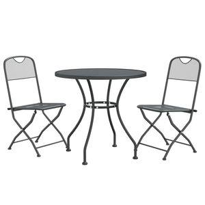 Juego de comedor de patio de 3 piezas antracita con malla metálica expandida Muebles de exterior duraderos - Product Image 3