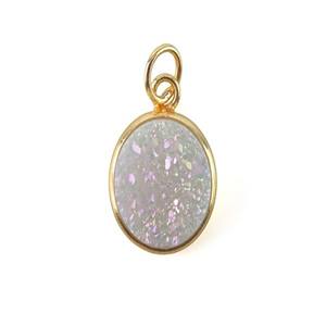 Natural Druzy Quartz Round Bezel Set Pendant Gold Plated Crystal Stone Charm for <b>Necklace</b> Earring Jewelry Making - Product Image 4