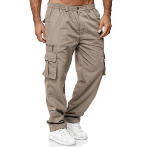 Pantalones Jogger Cargo Beige para Hombre, Pantalones Casuales Ligeros con Bolsillos Laterales y Dobladillo Elástico - Product Image 1