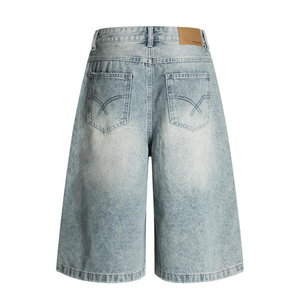 Pantalones Cortos de Mezclilla 100% Algodón con Estampado Vintage Hecho a Mano para Hombre, Transpirables, Casuales de Verano, Moda Personalizada, OEM, Venta al Por Mayor - Product Image 4