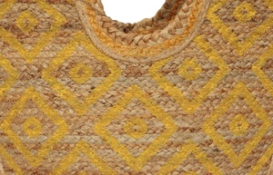 Large Indian Boho <b>Jute</b> Tote <b>Bag</b> with Diamond Lattice Pattern Drawstring Closure Rope Handle Beach <b>Shopping</b> <b>Bag</b> - Product Image 2