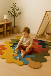 Tapis moderne fait main multicolore et en forme de puzzle, tufté à la main, adapté aux animaux domestiques, antidérapant, pour pique-nique, salon, décoration, vente en gros - Product Image 2