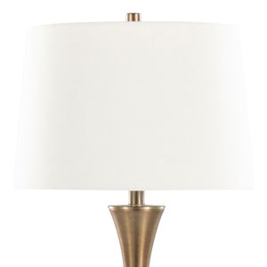 Lenuxe Juego de 2 Lámparas de Mesa Contemporáneas de Metal Grandview Gallery, Base de Bronce Dorado Mate con Pantalla de Lino Blanco, Juego de 2 Piezas - Product Image 4
