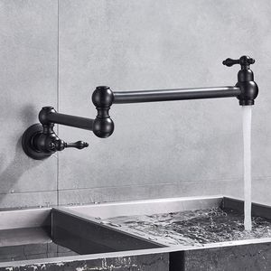 Rubinetto da Parete Nero Opaco per Riempimento Pentole con Doppi Bracci Girevoli per Uso in Cucina - Product Image 4