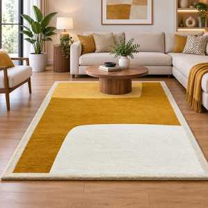 Hand <b>Tufted</b> Wool Non-Slip Abstract Modern Rectangle Area <b>Rug</b> with Latex Backing Medium Pile for Living Room Bedroom Hallway - Product Image 3