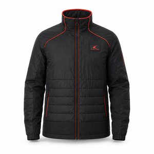 Chaqueta Acolchada Impermeable de Secado Rápido con Capucha para Hombre, con Ribete Rojo y Azul, Cremallera Completa, Aislada, para Invierno y Uso Urbano - Product Image 3