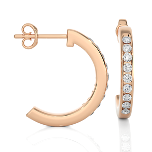 22K Rose Gold Lab Grown Diamond Huggie Hoop <b>Earrings</b> Women Girls Bridal Wedding <b>Fine</b> Jewelry Gift - Product Image 2