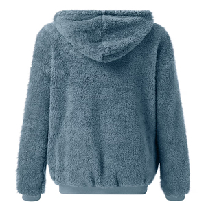 Sudadera con Capucha de Forro Polar Sherpa Cálida para Hombre y Mujer, Personalizada, Suave, de Felpa, con Cremallera, para Invierno, Estilo Casual Urbano, Etiquetas Privadas, de Fábrica - Product Image 5
