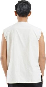 Best Quality Black And <b>White</b> Sleeveless <b>Men</b> Tank Top Mandarin Collar Knot Front <b>Vest</b> Casual Martial Arts Training Outerwear - Product Image 5