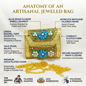 Handcrafted Metal Mosaic Bag featuring artistic detailing elegant style and versatile appeal for parties weddings and gifting - Product Image 5