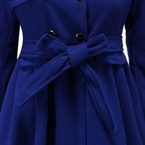 Abrigo de lana para mujer con cuello vuelto, doble botonadura, cinturón y corte en A, para invierno. - Product Image 5