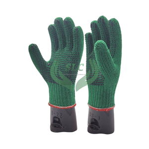 Guantes DE SEGURIDAD antideslizantes antiestáticos y antiimpacto de color verde bosque confiables Ajuste perfecto Construcción de puntos de algodón Uso industrial - Product Image 2