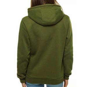 เสื้อฮู้ดผู้หญิงสีเขียวมะกอก สั่งทำขายส่งจากสหรัฐอเมริกา เสื้อคลุมมีฮู้ดลำลองสำหรับฤดูใบไม้ร่วง สไตล์สตรีทแฟชั่น ใส่ได้ทุกวัน จากโรงงานผู้ผลิต - Product Image 3