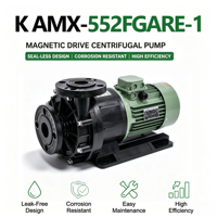 Bomba de Transferencia de Productos Químicos K AMX-552FGARE-1 de 2hp, Industrial, de Plástico PP+GF, con Accionamiento Magnético, Motor Eléctrico Trifásico, para Productos Cáusticos
