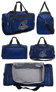 HAMILO Sports Duffle Bag <b>Red</b> <b>Glitter</b> Zipper Closure Water Resistant Square Shape Handle Carrying System - Product Image 5