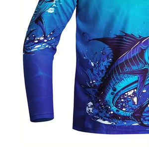 T-shirt de pêche pour homme à manches longues en coton/fibre de bambou, col rond, coupe classique, séchage rapide, respirant, protection UV - Product Image 3