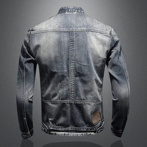 Men Winter High Street Front Hip Hop Casual Denim Jacket Sets Full Sleeve Rough Ribbed Eco-Friendly Breathable Quick Dry 380g - Product Image 3