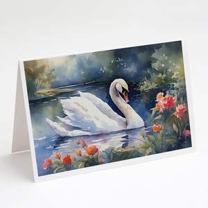 Whimsical Swan-Themed A7 Tamaño 5x7 Tarjetas de notas en blanco Paquete de 8 con sobres para saludos - Product Image 1