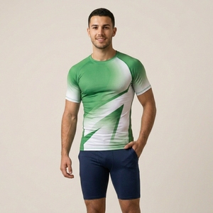 Ropa de Entrenamiento de Compresión para Hombre, Camiseta Deportiva Personalizada de Manga Corta para Gimnasio y Fitness - Product Image 1